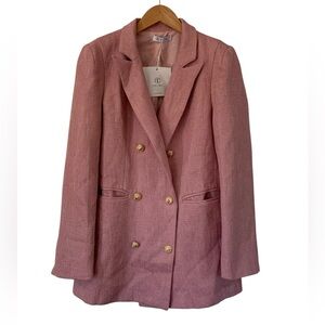 Chic Pink Women's Blazer with Gold Buttons